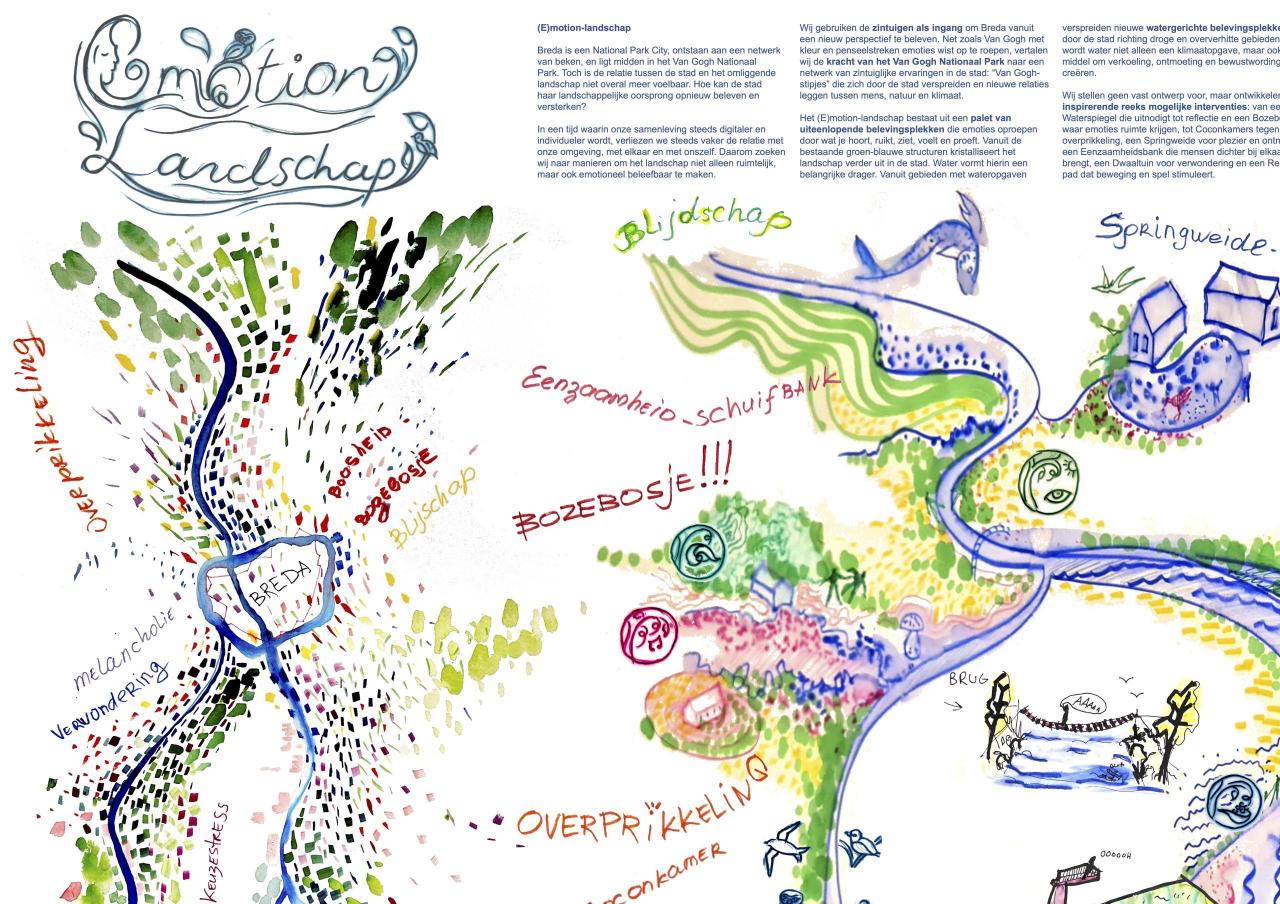 A1 poster "(E)motion Landschap" - ontwerpteam Breda (Lesia Topolnyk, Emmelie van Ommen, Melahat Manzouri)